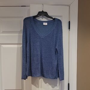 Women's Blue V-Neck Sweater